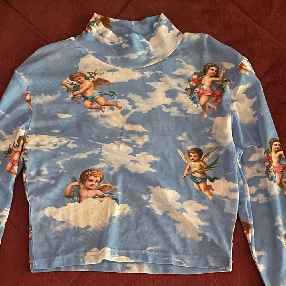 Long Sleeve Angel Mesh Crop top Size S